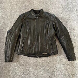 Women’s Harley Davidson Black Leather FXRG Heavy Layer Jacket Med #98520-05VW